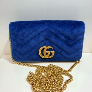 Gucci Royal Blue Mini Marmont Velvet Bag